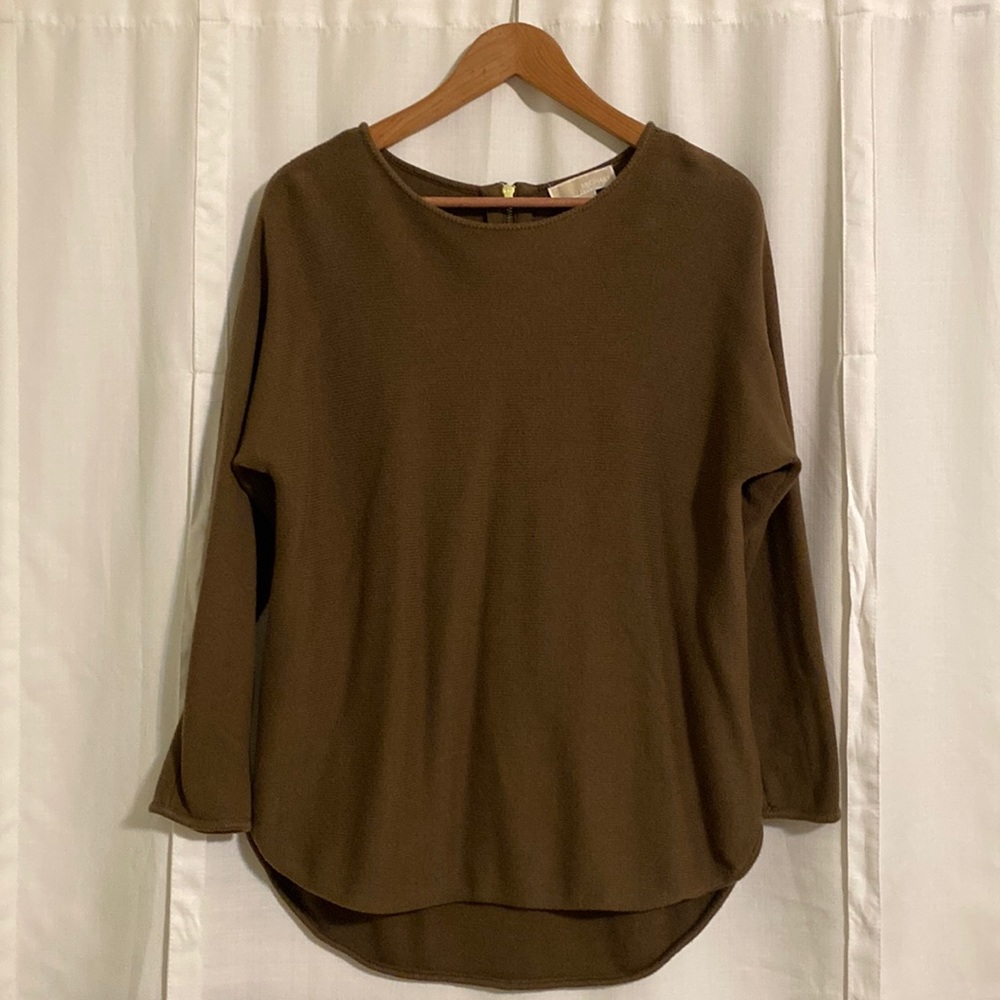 Michael Kors Hi-Low Sweater with Gold Zipper